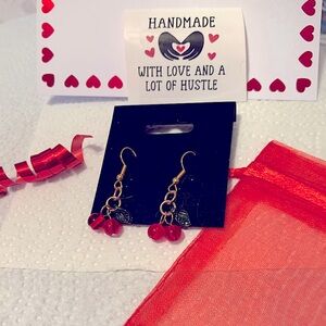 Cherry Dangle Earrings Dainty Handmade Trending Fruit Tic Tock Famous NEW